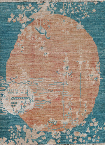 Vegetable Dye Oushak Turkish Wool Rug 3x4
