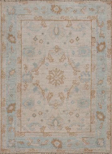Geometric Wool Oushak Oriental Area Rug 3x4