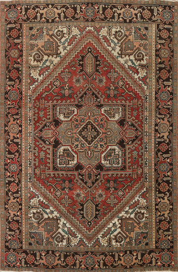 Red Geometric Heriz Persian Area Rug 7x10
