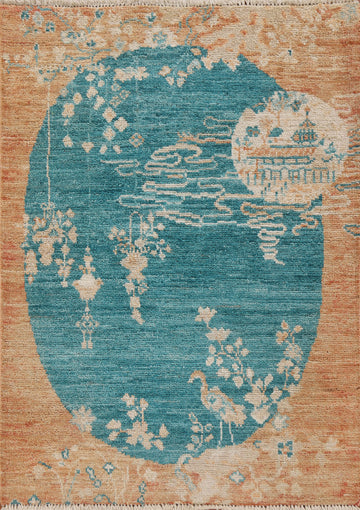 Vegetable Dye Oushak Turkish Area Rug 3x4