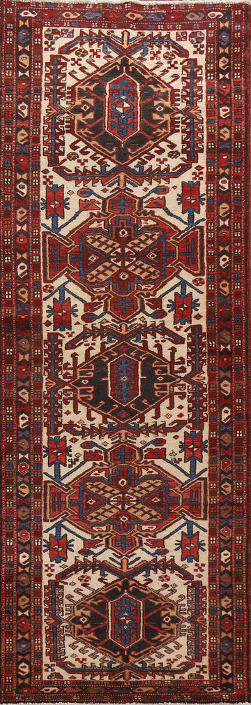 Vintage Heriz Persian Runner Rug 4x11