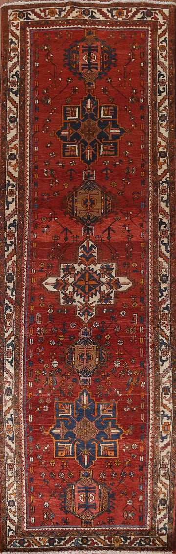 Geometric Heriz Persian Runner Rug 4x11