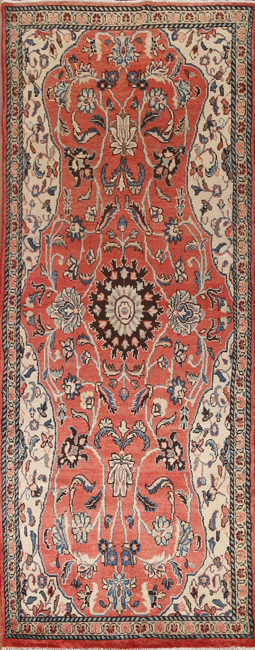 Floral Red Sarouk Persian Runner Rug 3x10
