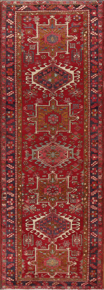 Geometric Heriz Persian Runner Rug 3x10