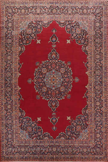 Red Vintage Kashan Persian Area Rug 10x13