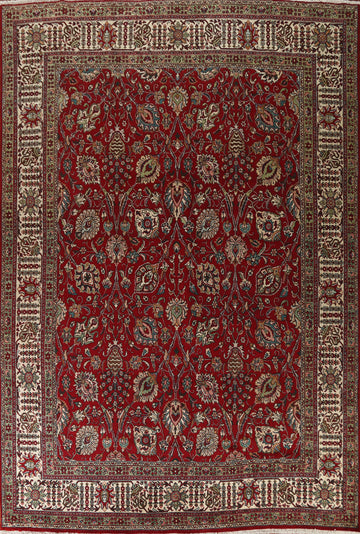 Vintage Red Tabriz Persian Area Rug 10x13