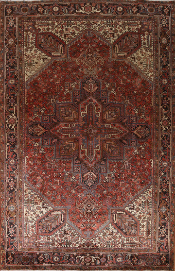 Vintage Wool Heriz Persian Area Rug 8x11