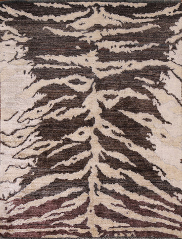 Vegetable Dye Abstract Square Wool Rug 4x4