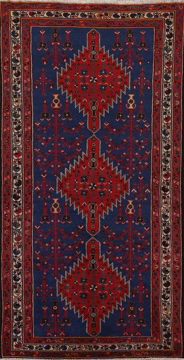 Geometric Blue Sirjan Persian Area Rug 5x9