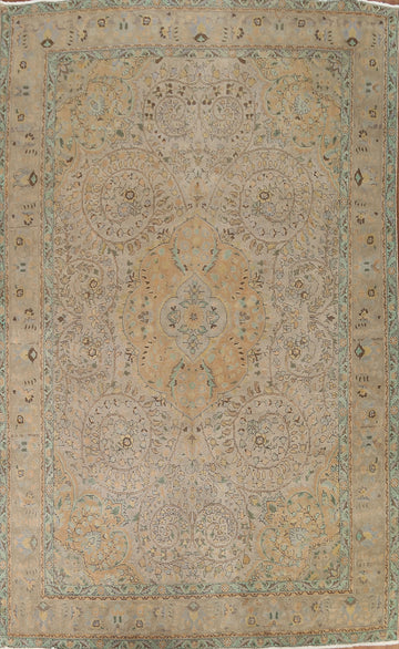 Vintage Brown Tabriz Persian Area Rug 8x12