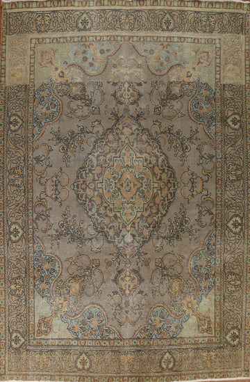 Distressed Over-Dyed Tabriz Persian Area Rug 10x13