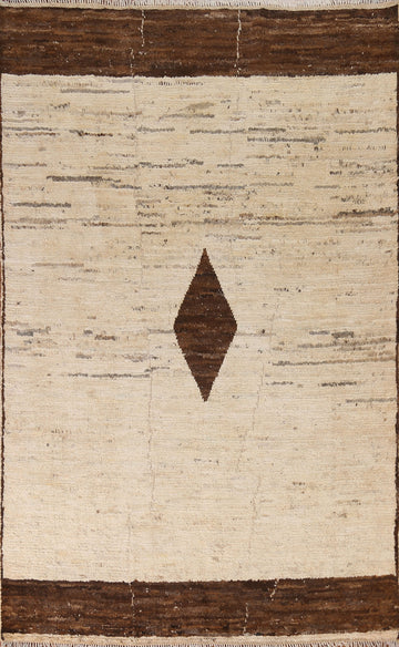 Ivory Geometric Moroccan Area Rug 6x9