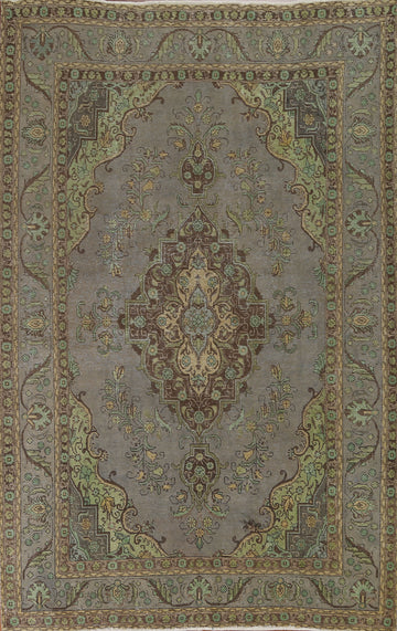Distressed Over-Dyed Tabriz Persian Area Rug 7x10