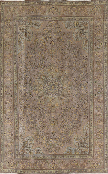Over-Dyed Floral Tabriz Persian Area Rug 7x11
