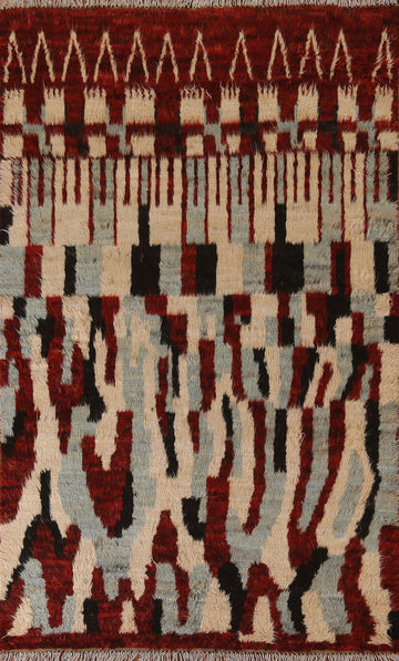 Red/ Ivory Moroccan Area Rug 6x9