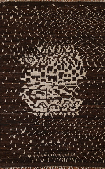 Dark Brown Moroccan Area Rug 6x8