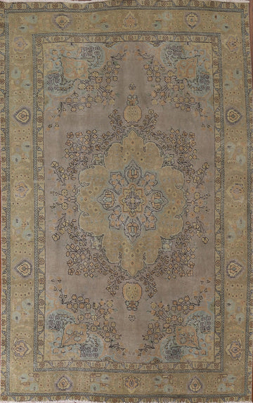 Distressed Over-Dyed Tabriz Persian Area Rug 7x10