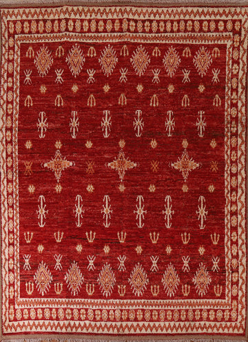 Geometric Moroccan Red Area Rug 8x10