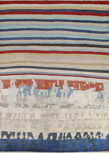 Striped Gabbeh Indian Area Rug 8x9
