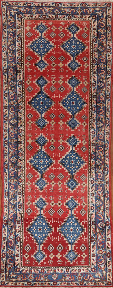 Vegetable Dye Geometric sarouk Runner Rug 4x11