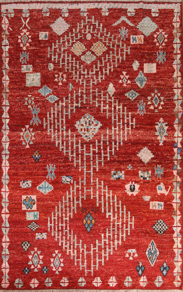 Red Geometric Moroccan Area Rug 6x9