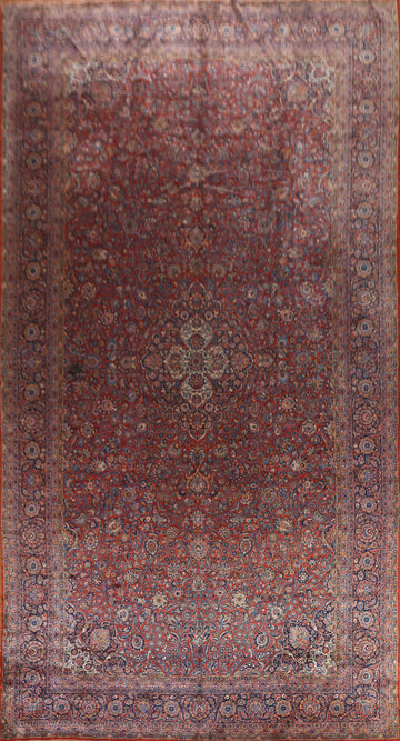 Antique Vegetable Dye Palace Size Kashan Persian Rug 11x21