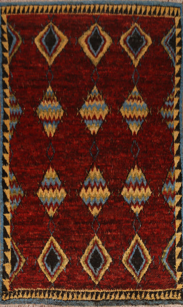 Red Wool Moroccan Oriental Area Rug 7x10