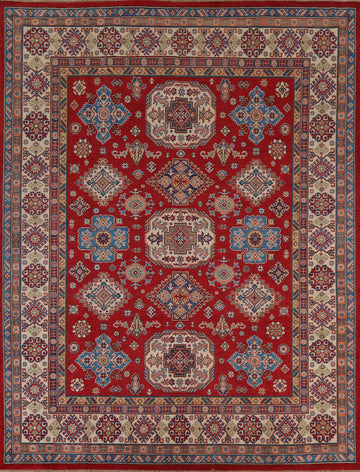 Geometric Kazak Vegetable Dye Area Rug 8x10