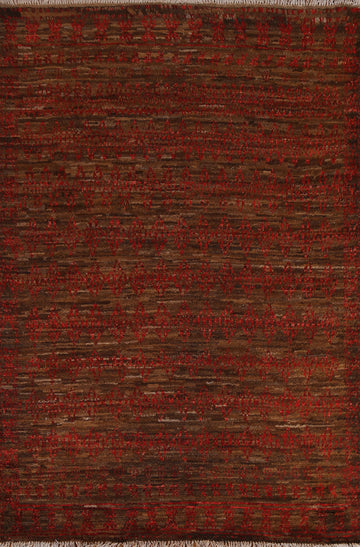 Brown Wool Moroccan Oriental Area Rug 6x8