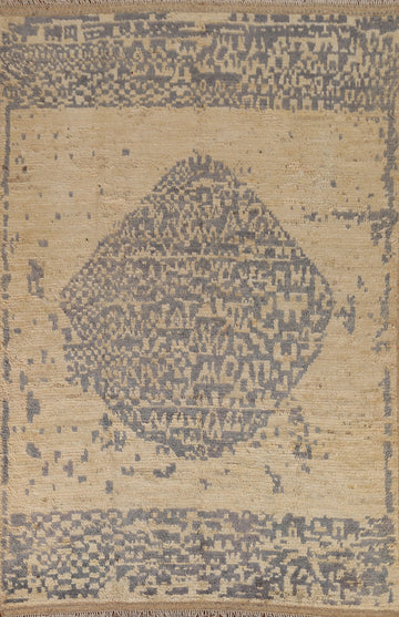 Hand-Knotted Moroccan Wool Area Rug 6x8