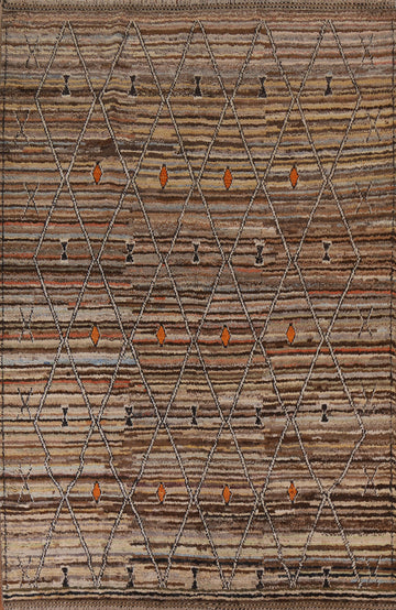 Hand-Knotted Wool Moroccan Area Rug 7x10