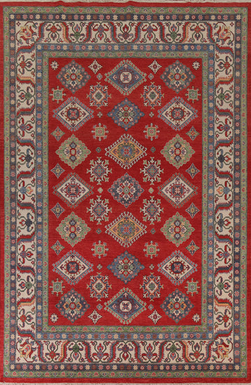 Geometrid Kazak Oriental Area Rug 9x12