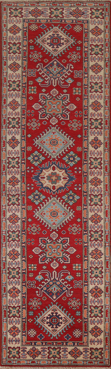 Geometric Kazak Oriental Runner Rug 3x10