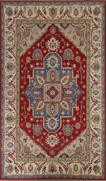Geometric Kazak Hand-Knotted Area Rug 7x10