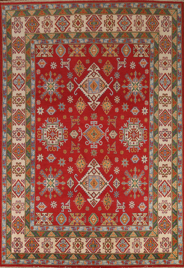 Geometric Kazak Red Area Rug 8x10