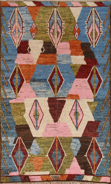 Light Blue Moroccan Wool Area Rug 6x8