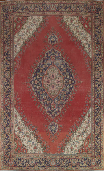 Red Geometric Tabriz Persian Area Rug 8x11