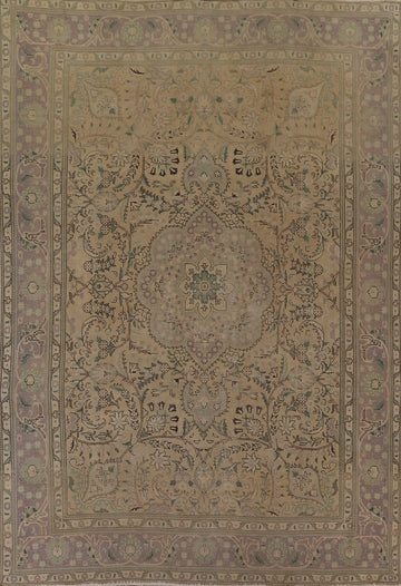Vintage Distressed Tabriz Persian Area Rug 9x11