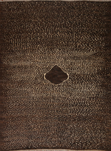 Dark Brown Moroccan Wool Area Rug 8x9