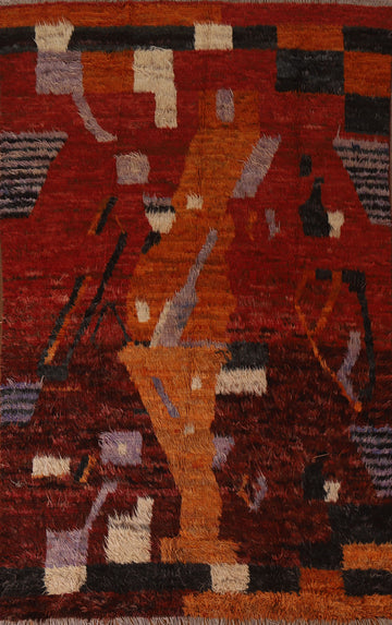 Hand-Knotted Moroccan Berber Wool Area Rug 7x10