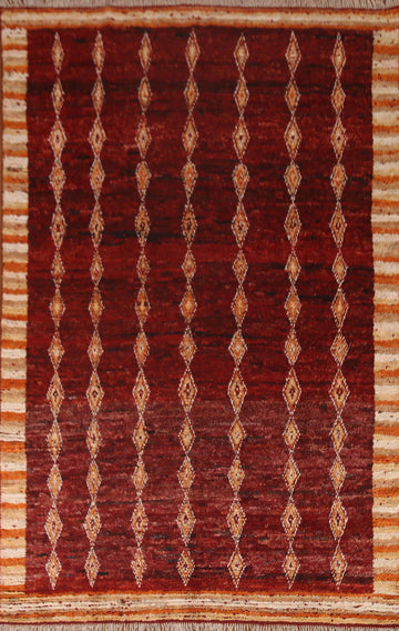 Geometric Red Moroccan Area Rug 6x8