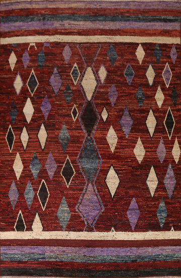 Geometric Moroccan Wool Area Rug 9x12