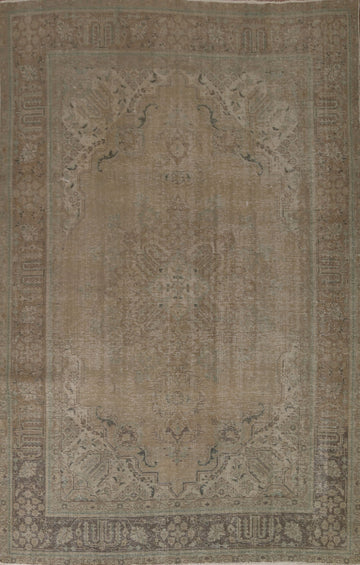Distressed Wool Tabriz Persian Area Rug 8x11