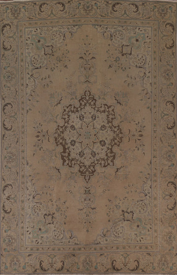 Distressed Vintage Tabriz Persian Area Rug 8x11
