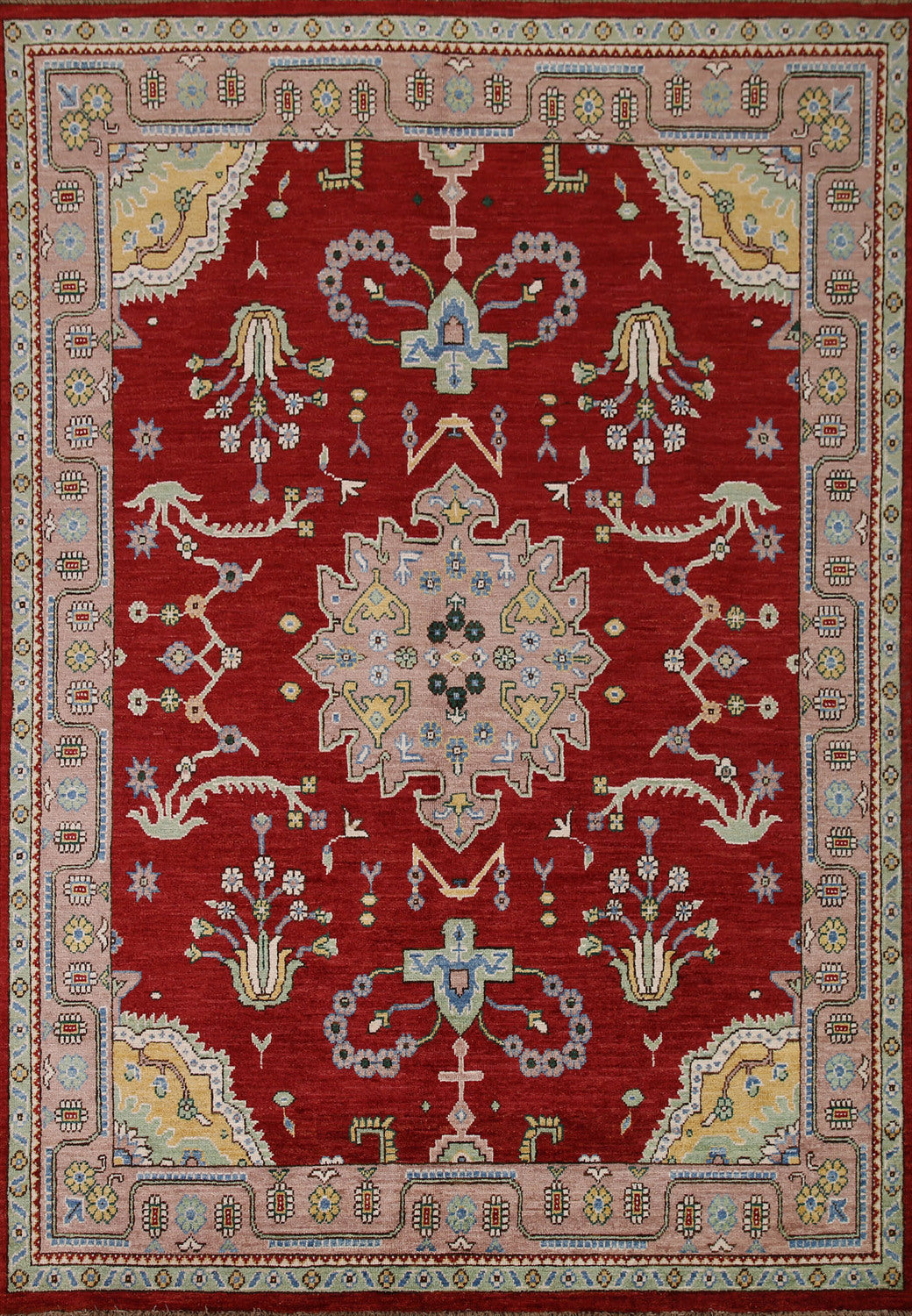 Vegetable Dye Oushak Turkish Area Rug 6x8
