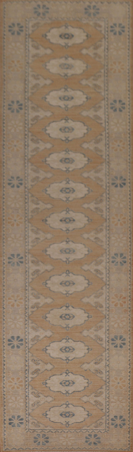 Vegetable Dye Oushak Turkish Runner Rug 3x13