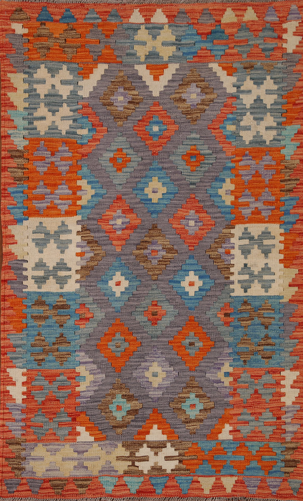 All-Over Geometric Kilim Wool Area Rug 3x5