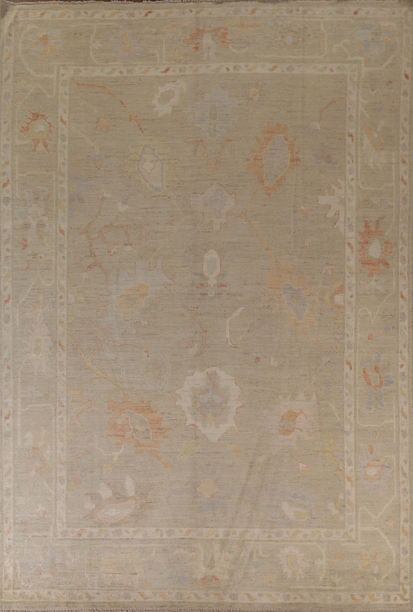 Floral Oushak Vegetable Dye Area Rug 9x12