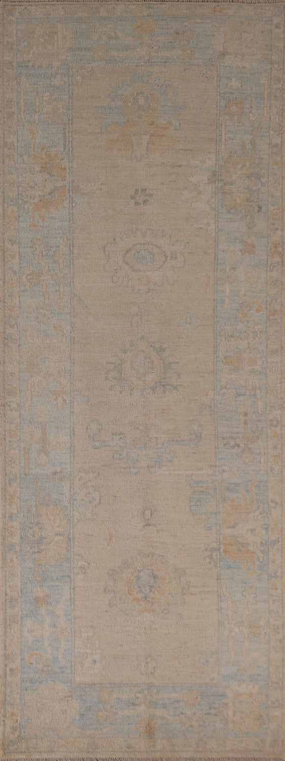 Vegetable Dye Oushak Oriental Runner Rug 3x9