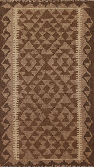 Brown Wool Kilim Oriental Area Rug 3x5